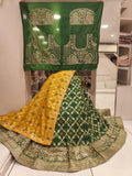 Pure Banarasi Dola Silk With Jaipuri Dai With Zari Work Lehenga Bitu Nr Green Yellow