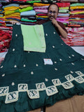 Pure Upadasilk Lehenga With Pure Gajji Silk Bandhej Fabric Dupptta Pearl Miror Work Nr Satis Bottle