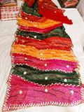 Pure Georgette Multi Colour Leheriya Bandhej Gotapatti Work Saree, NR, mhs