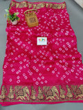 Viscos silk fabric  Handmade Bandhej Bandhani Viscos Silk Saree IR , KCPC