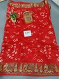 Viscos Silk Fabric Handmade Bandhej Bandhani Silk Saree Ir Kcpc