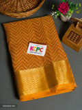 Pure Soft Cotton Silk Golden Zari Weaving Border With Zig Zag Pattern Saree Kcpc Or Yellow