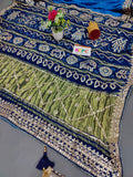 Pure Gaji Silk Handmade Bandhej Piliya Style Gotapatti Work Jaipuri Saree Ami