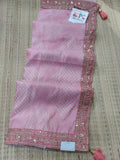 Pastel Bandhani Cotton Silk Saree With Blouse Baby Pink