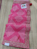 Pastel Bandhani Cotton Silk Saree With Blouse Gajari Pink