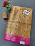 Latest Kcpc Tussar Tissue Cotton Silk Saree With Blouse Yellow Pink