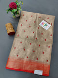 Latest Kcpc Tussar Tissue Cotton Silk Saree With Blouse Gold Red