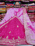 Pure Chinon Beautiful Jaipuri Handmade Bandhej Gotapatti Work Lehenga raj