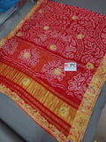 New Jaipuri Dabka Work Vintage Pure Gaji Silk Bandhani Jardozi Work Ghatchola Chunri Pila Odhna in Aara Tari Handwork
