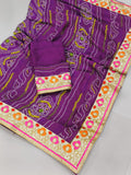 Chunari moss fabric of bandhej saree with latest design border