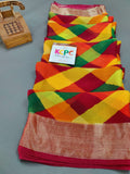 Pure Chiffon Jaipuri Multicolour Leheriya Printed Saree with blouse
