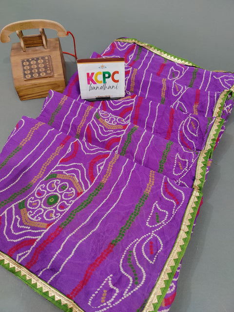 Crape Fabric Bandhani Chunri Rajasthani Sarees with blouse NR , KCPC