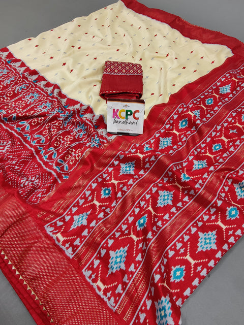 New Upada Silk Patola Handprint Saree with blouse