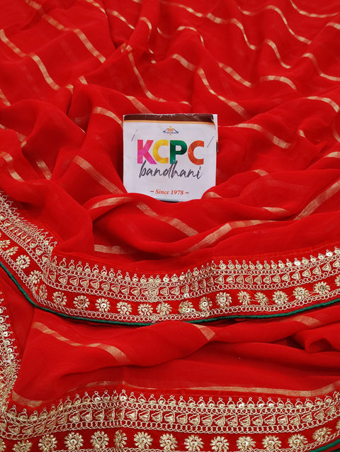 Karwachauth Special Pure Georgette Red Wedding Saree With blouse