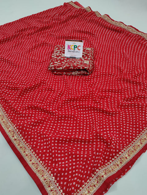 Rajasthani Traditional Bandhani Gotapatti Decent Look Sober look Saree with heavy designer blouse