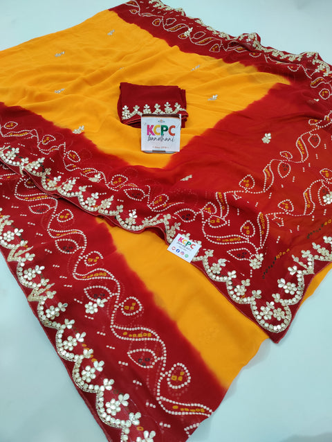 Latest Ethnic Wear Jaipuri Traditional Marwadi Pila Saree with Blouse RG