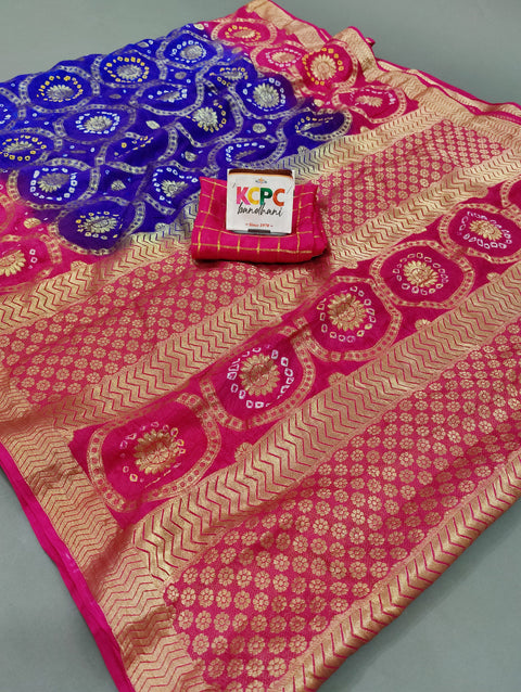 Art Silk Bandhani Traditional Jaipuri Ghatchola Saree with blouse