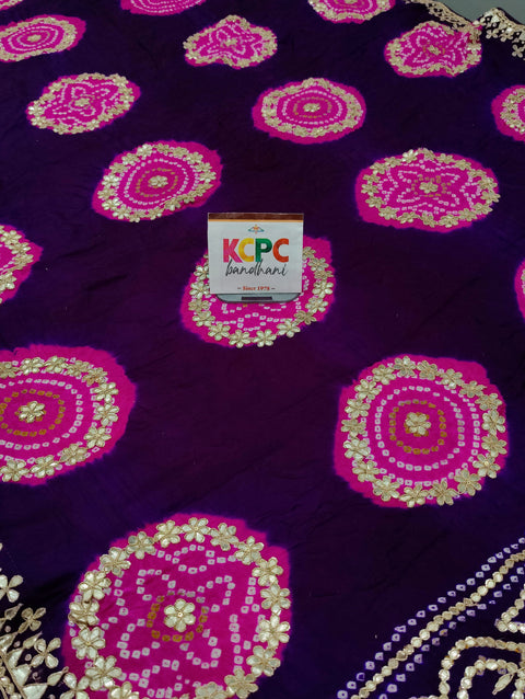 Pure Gaji Silk Handmade Bandhej Gotapatti Laddu Bandhej Saree with blouse