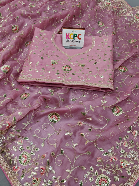 Luxury of Rajasthan Levender Gotapatti Work Tissue Oraganza Bollywood Saree with blouse