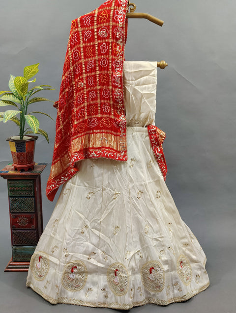 New Pure Upada Silk Zardoji Gotapatti Handwork Lehenga with pure gaji silk bandhani gharchola dupatta