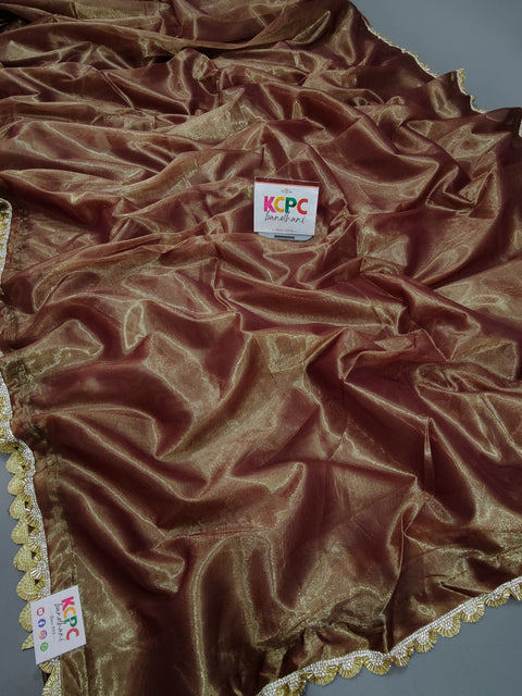 Pure Tissue Designer Banarasi Handloom Saree with Diamond Border