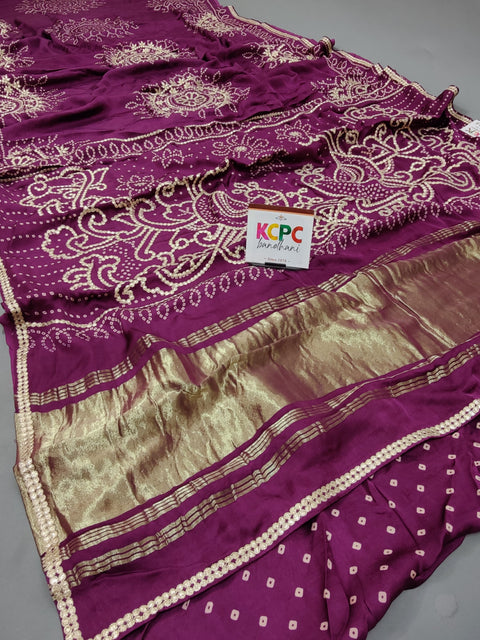 New Launch Designer Jaipuri Gotapatti Work Aaratri Gaji silk Bandhani Saree HK