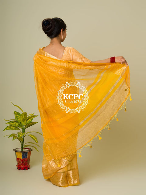 Pure Tissue Banarasi Handloom Crushed Tissue Fabric Saree with blouse