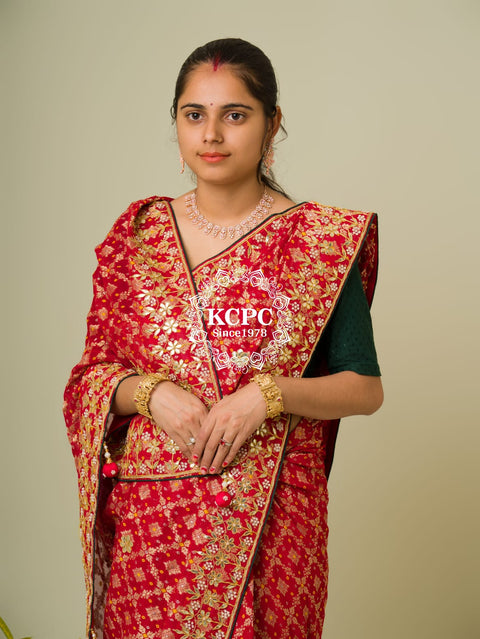 Pure Georgette Banarasi Bandhej Weaving Luxury Ghatchola Saree with blouse smj