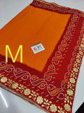 Renial Moss Fabric Rajasthani Marwadi Chunri Pila Saree With Blouse Kcpc Ir Design M
