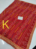 Renial Moss Fabric Rajasthani Marwadi Chunri Pila Saree With Blouse Kcpc Ir Design K