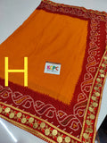 Renial Moss Fabric Rajasthani Marwadi Chunri Pila Saree With Blouse Kcpc Ir Design H