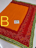 Renial Moss Fabric Rajasthani Marwadi Chunri Pila Saree With Blouse Kcpc Ir Design B