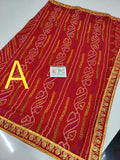 Renial Moss Fabric Rajasthani Marwadi Chunri Pila Saree With Blouse Kcpc Ir Design A