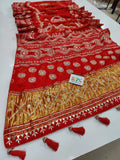 Pure Gaji Silk Bandhani Heavy Gotapatti Work Saree with blouse