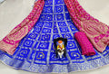 Bandhani Silk Ghatchola Rajasthani Latest Jaipuri Lehenga Chunni Set Nr Kml Blue Rani Lehenga