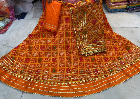 Latest Jaipur Patola Style Kota Doriya Gota Pathi Lehengas Nr Kml Lehenga
