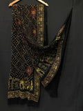 Model Silk Bandhej Work Duptta Kc Or Black Dupatta