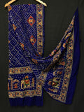 Model Silk Bandhej Work Duptta Kc Or Blue Dupatta