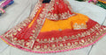 Traditional Jaipuri Heavy Gotta Patti Work Bandhej Full Stich Silk Lehanga Kml Or Orange Red Lehenga