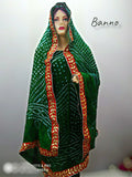 Banno : Art Silk Bandhani Salwar Suit Material Handmade Bandhej , OR , kcpc