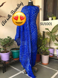 Bandhani Silk Salwar Suit Or Kcpc Blue Suits