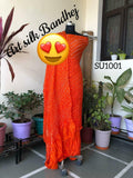 Bandhani Silk Salwar Suit Or Kcpc Orange Suits