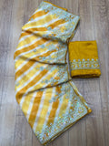 Pure  Organza Silk  With Beautiful Laheriya Design saree  hardik