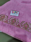 Pure Georgette Magenta Pink Gotapatti Work Saree with contrast blouse