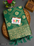 Latest Banarasi Zari Weaving Sarees Best Collection For Wedding Gift Or Kcpc Green Saree