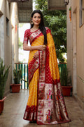 Pure  dola soft silk bandhej with two sides zari weaving saree Vjt