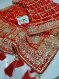 Pure Gaji Silk Bandhani Ghatchola Gotapatti Work Saree with blouse NR ,kcpc