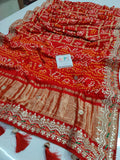 Pure Gaji Silk Bandhani Ghatchola Gotapatti Work Saree with blouse NR, kcpc